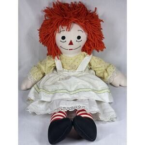 Vintage - No Makers Tag ~ Raggedy Anne Soft Cloth Doll 24" Tall